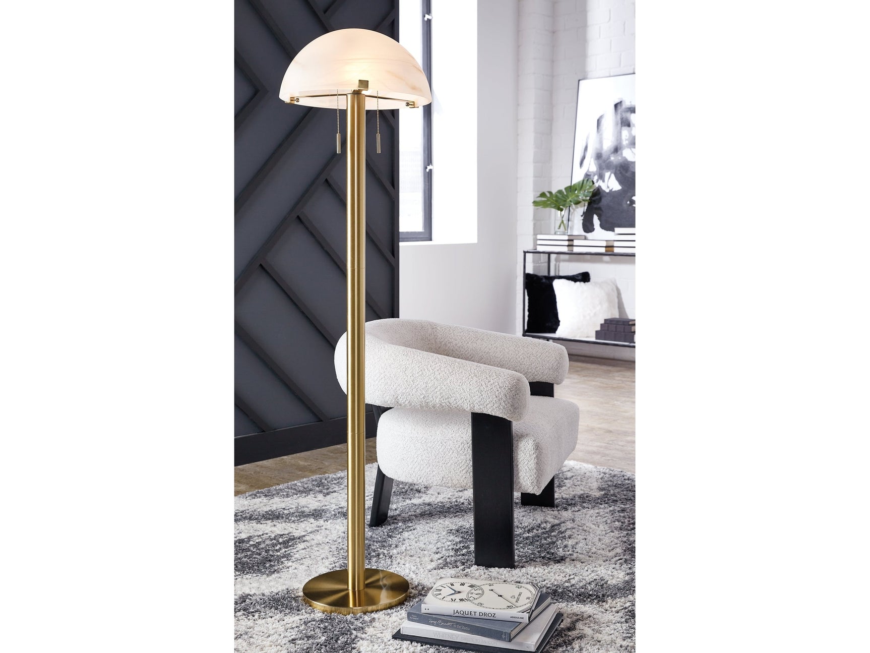 Tobbinsen Brass Finish Floor Lamp - Ornate Home