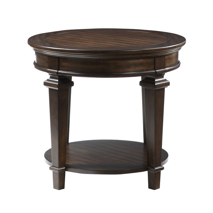 Tobias Espresso Round End Table - Ornate Home
