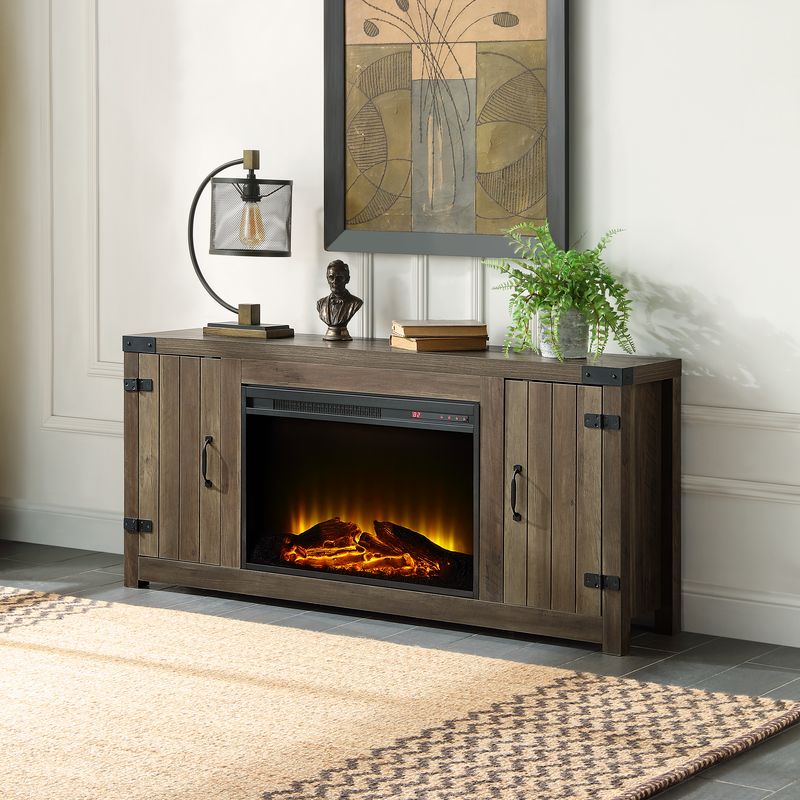 Tobias Rustic Oak Fireplace - Ornate Home