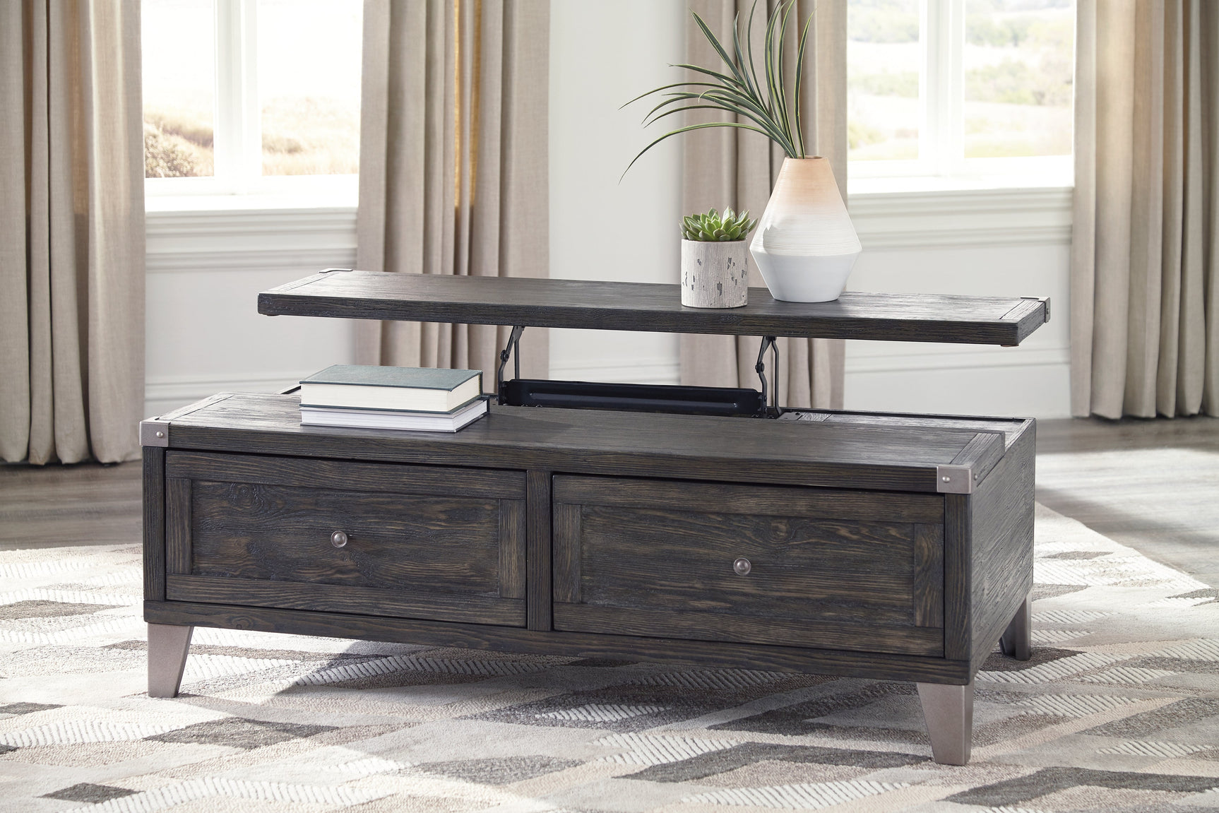 Todoe Dark Gray Lift Top Coffee Table (Online Special Price) - Ornate Home