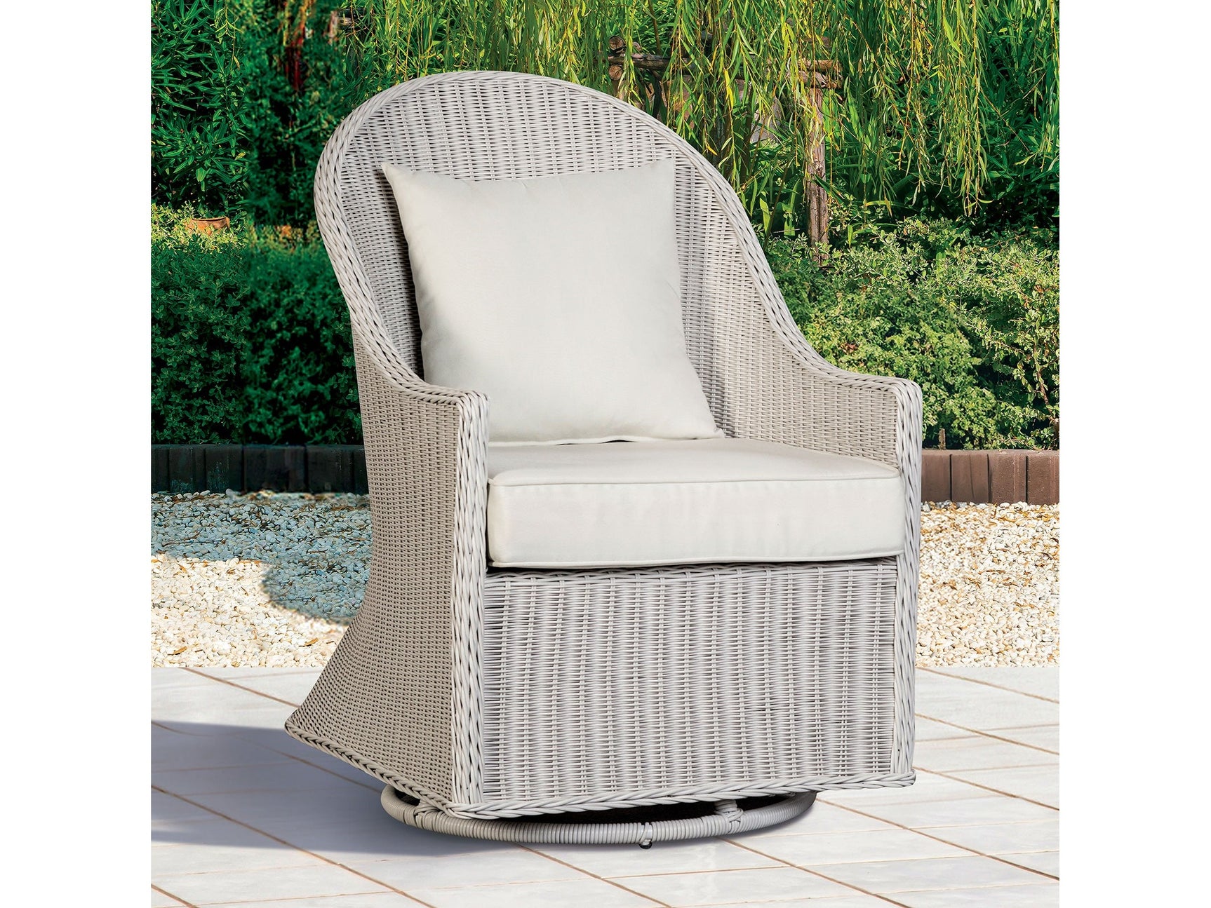 Tomohon White Swivel Outdoor Chair - Ornate Home