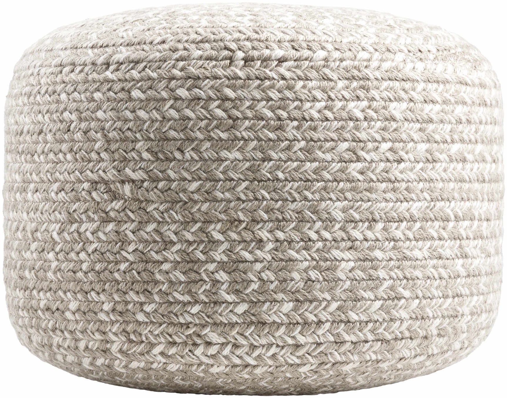 Tonanitla Natural Fiber Light Gray Knitted Outdoor Pouf - Ornate Home