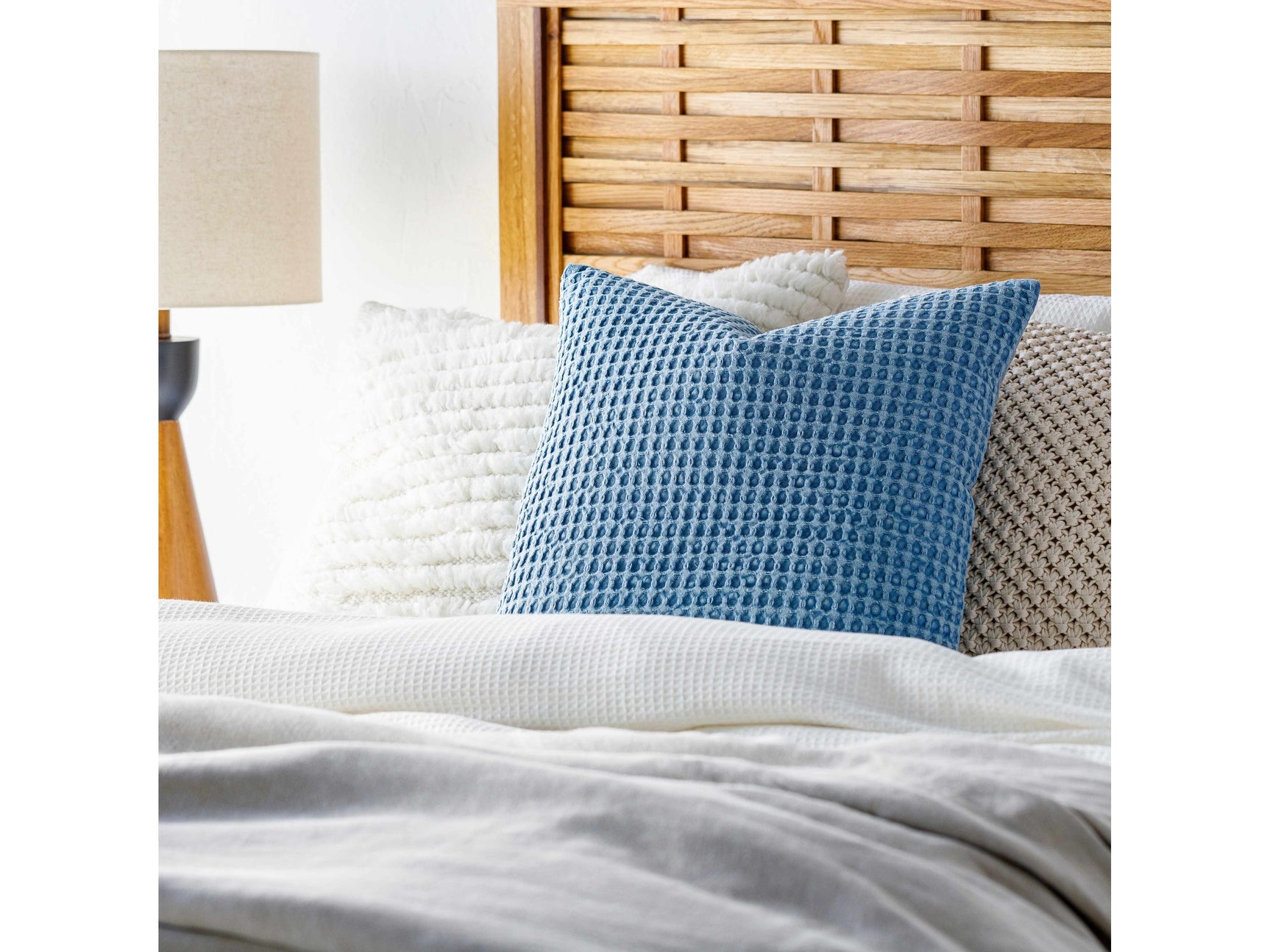 Toodyay Textured Light Blue Square Throw Pillow - Ornate Home