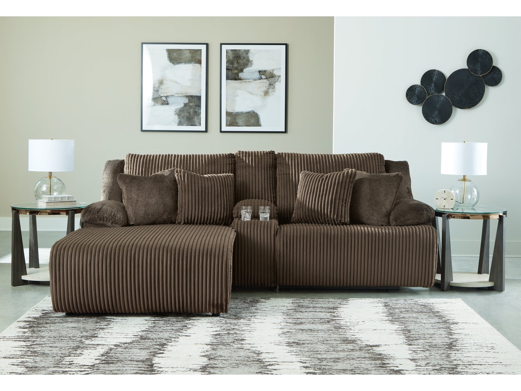 Top Tier Chocolate 3-Piece Reclining Sectional Sofa with LAF Chaise - Ornate Home