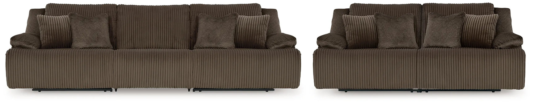 Top Tier Chocolate 3-Piece Reclining Sofa and 2-Piece Reclining Loveseat - Ornate Home