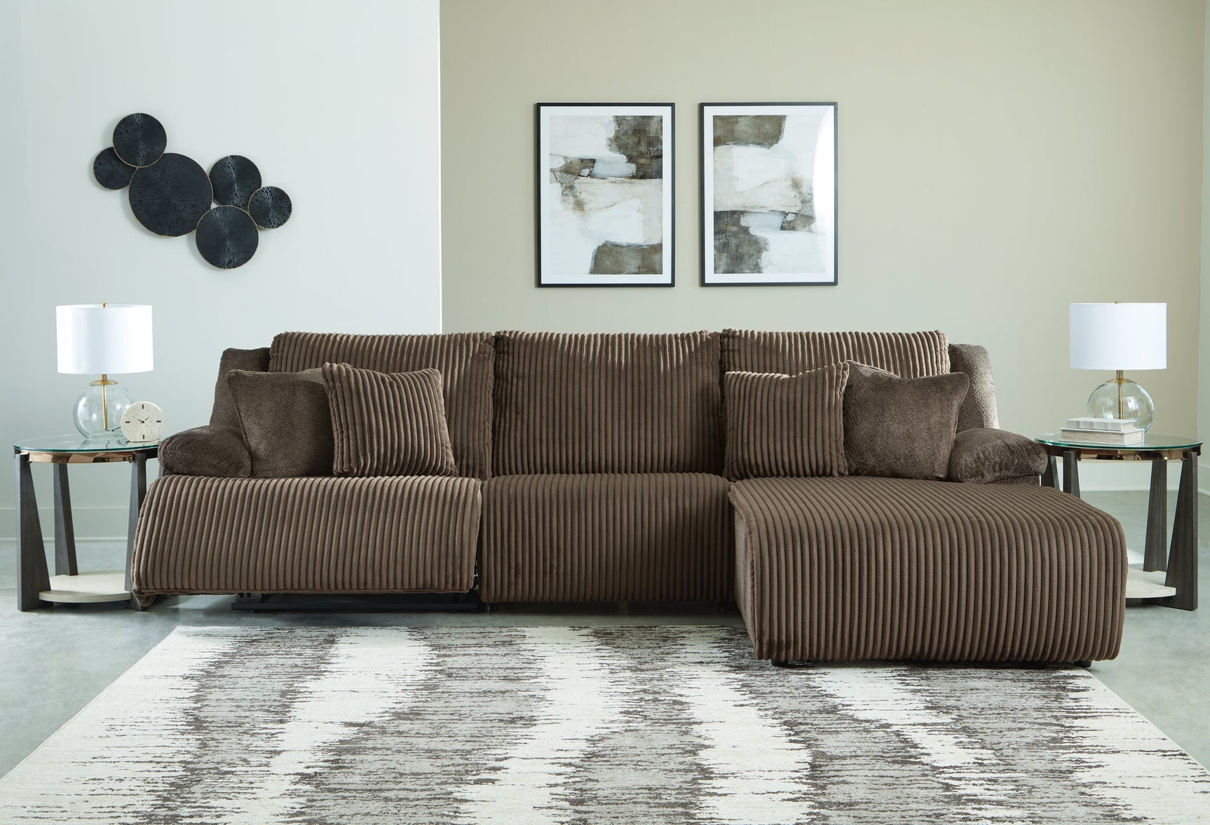 Top Tier Chocolate 3-Piece Sectional Sofa Chaise with RAF Chaise (Online Special Price) - Ornate Home