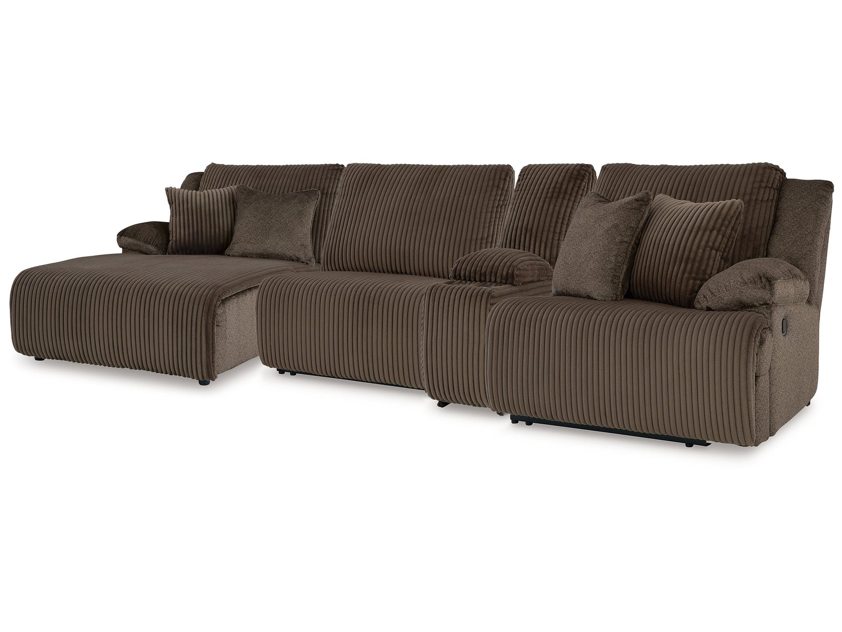 Top Tier Chocolate 4-Piece Reclining Sectional with Chaise - Ornate Home