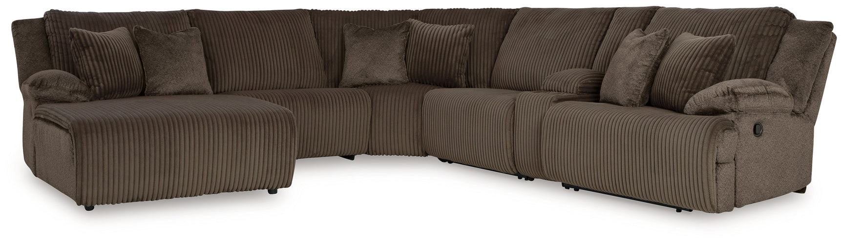 Top Tier Chocolate 6-Piece Reclining Sectional with LAF Chaise - Ornate Home