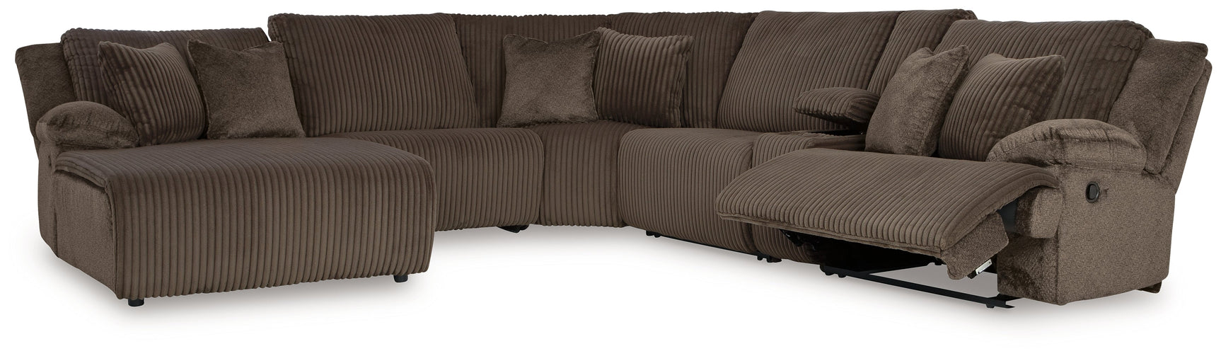 Top Tier Chocolate 6-Piece Reclining Sectional with LAF Chaise - Ornate Home