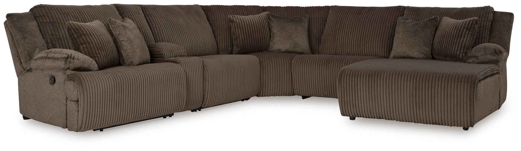 Top Tier Chocolate 6-Piece Reclining Sectional with RAF Chaise - Ornate Home