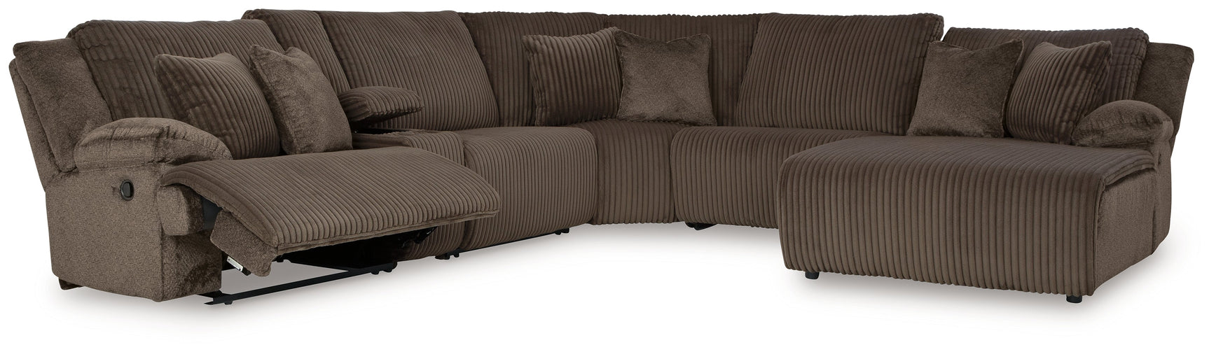 Top Tier Chocolate 6-Piece Reclining Sectional with RAF Chaise - Ornate Home