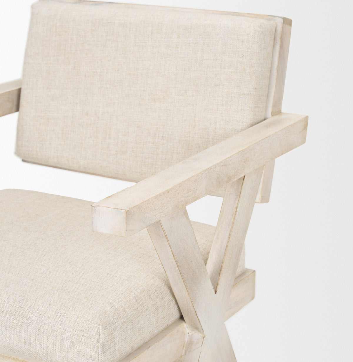 Topanga Cream/Blonde Open Back Dining Arm Chair - Ornate Home