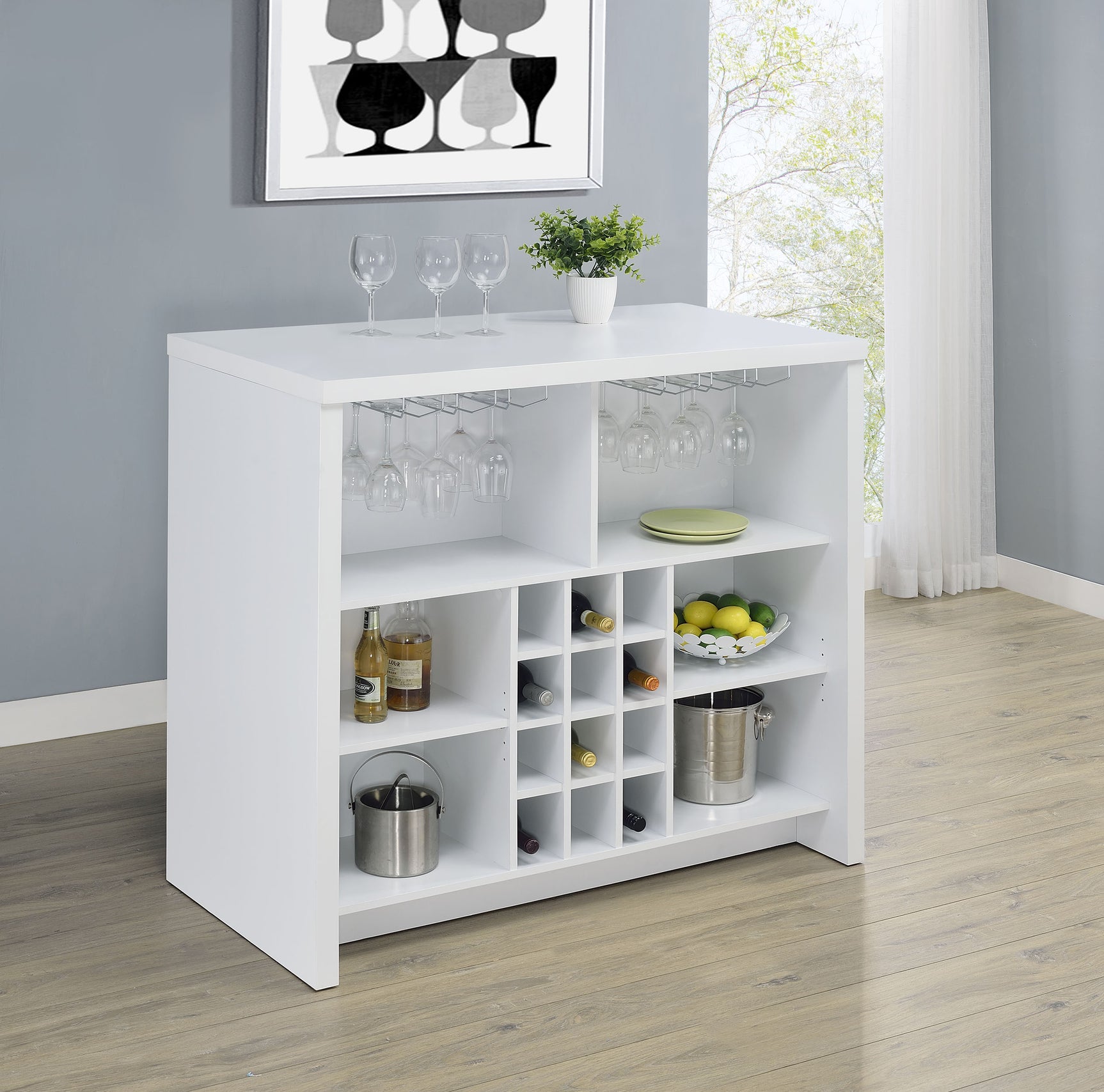 Topanga White Engineered Wood Freestanding Home Bar - Ornate Home