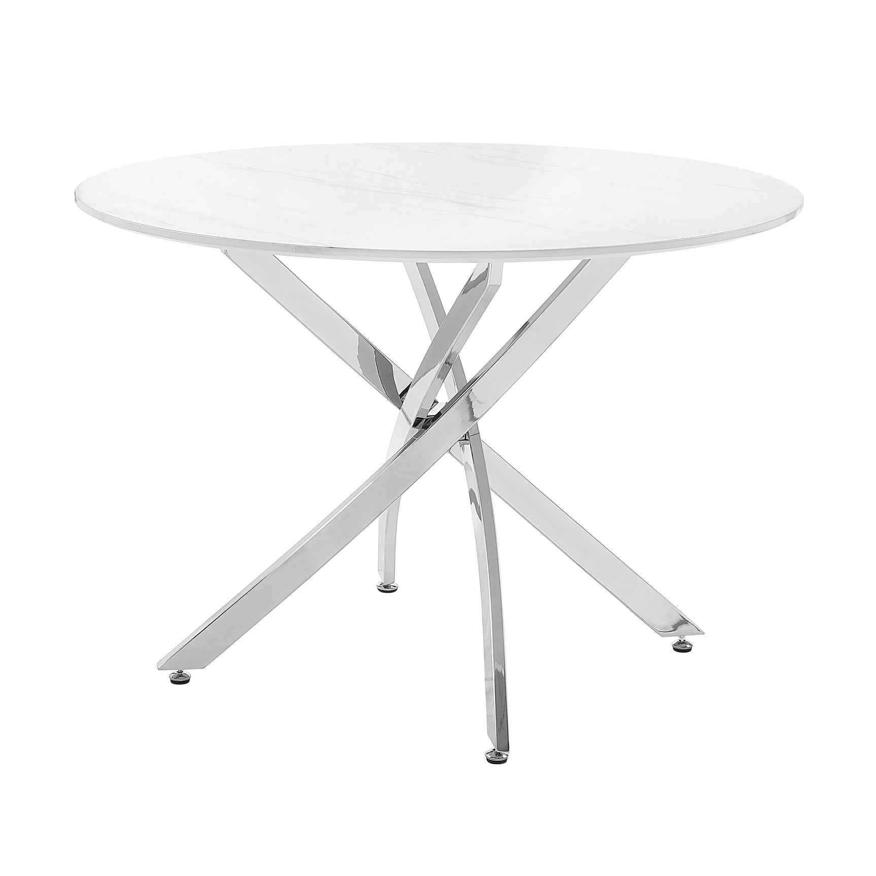 Topeka White / Chrome Dining Table - Ornate Home