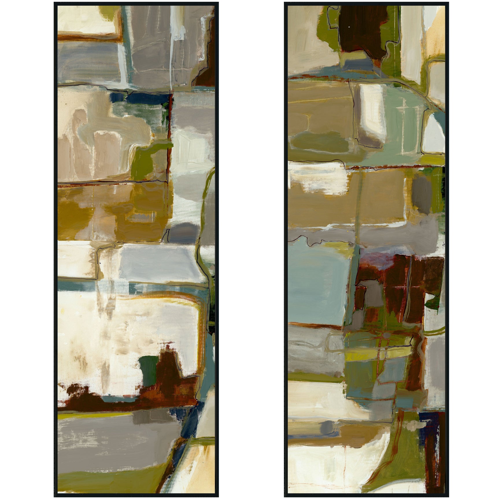 Topograph I & II Beige Painting 40x60 by Buddy Whitlock Painting (Set of 2) - Ornate Home