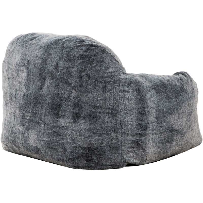 Tore Blue Steel Rabbit Fur Bean Bag Lounger Chair - Ornate Home