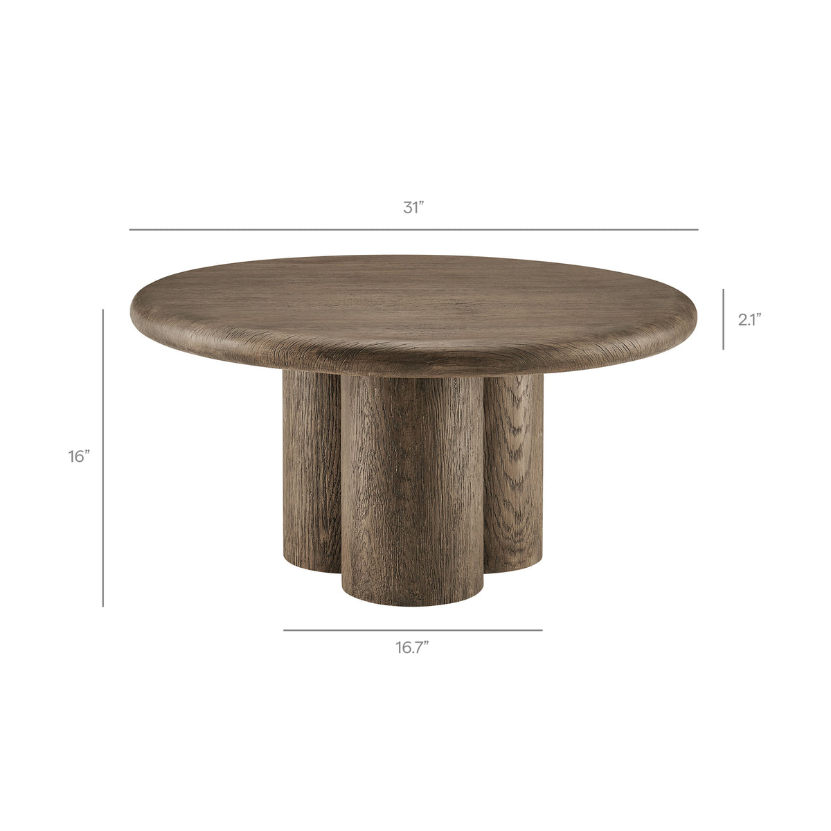 Tori Weathered Walnut 31 Inch Round Indoor and Outdoor Patio Coffee Table - Ornate Home