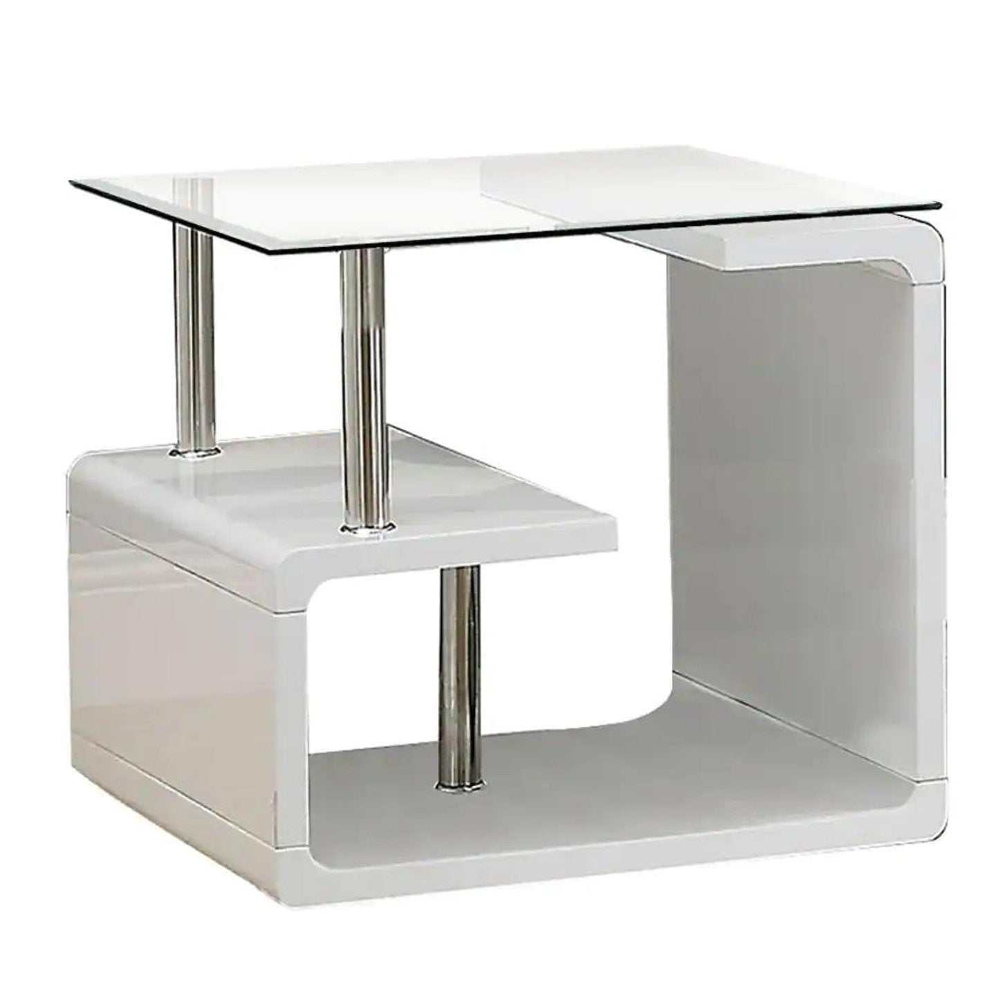 Torkel White/Chrome End Table - Ornate Home