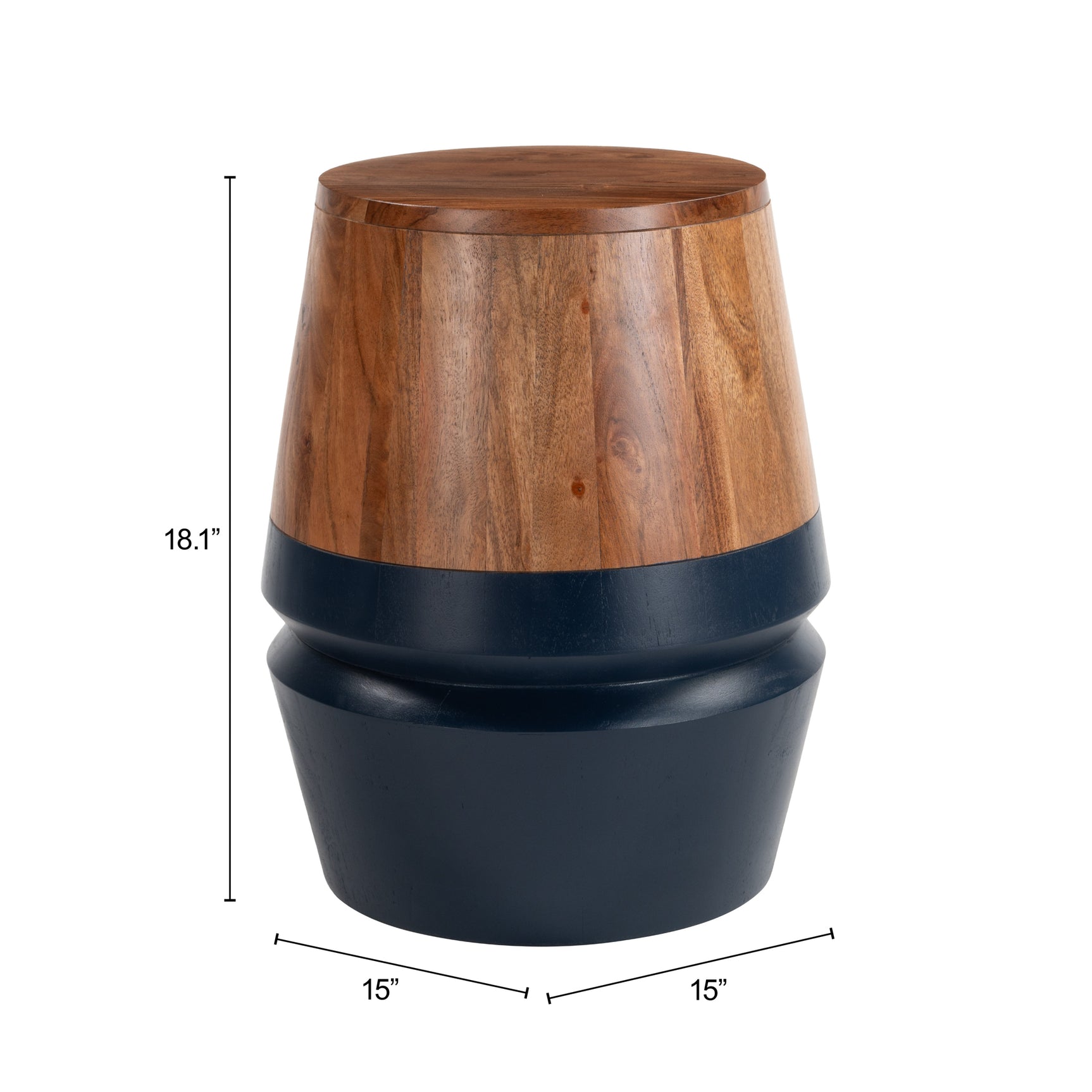 Tornos Walnut & Deep Blue Side Table - Ornate Home