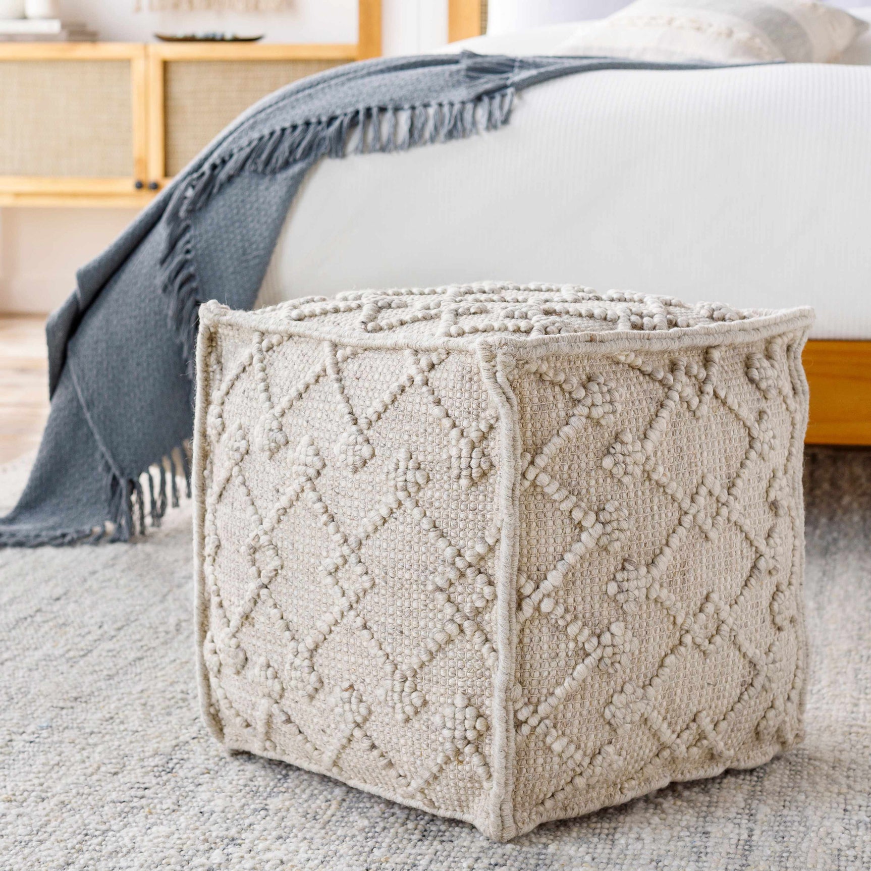 Toronto Hand Woven Wool Pouf - Ornate Home
