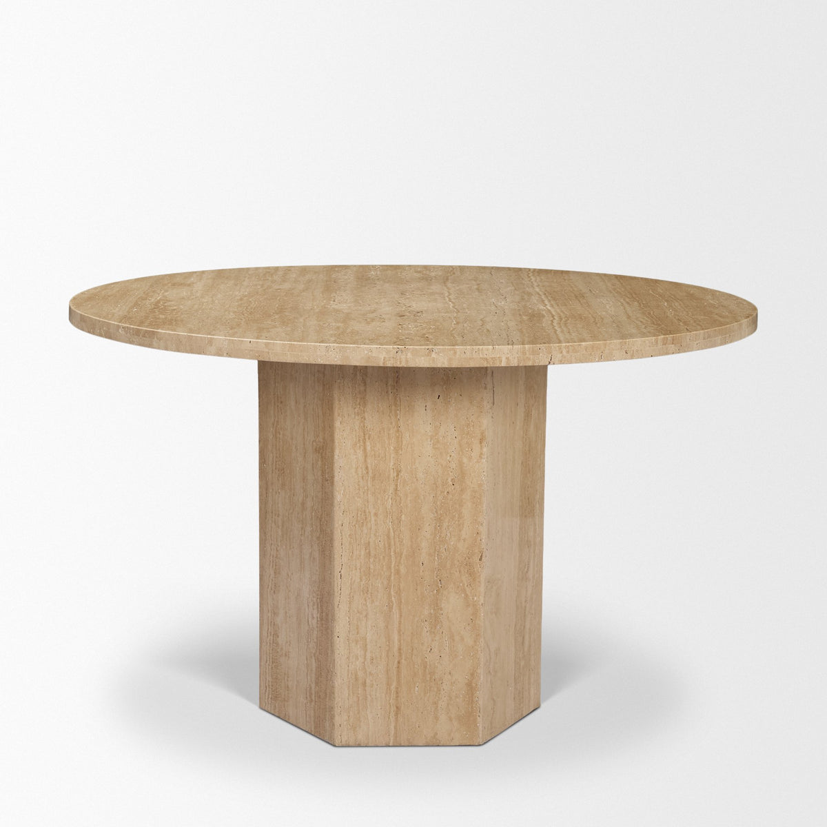 Torreno Beige 42" Round Pedestal Dining Table - Ornate Home