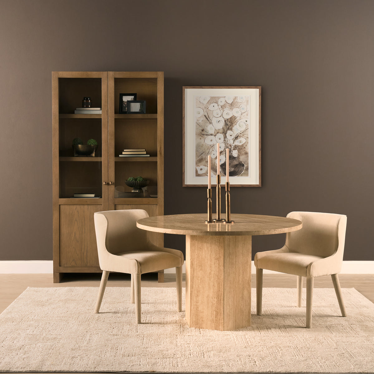 Torreno Beige 42" Round Pedestal Dining Table - Ornate Home