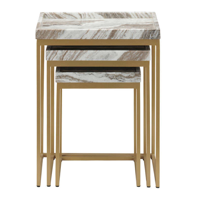 Torrento Gold/White Marble 3-Piece Nesting Tables - Ornate Home