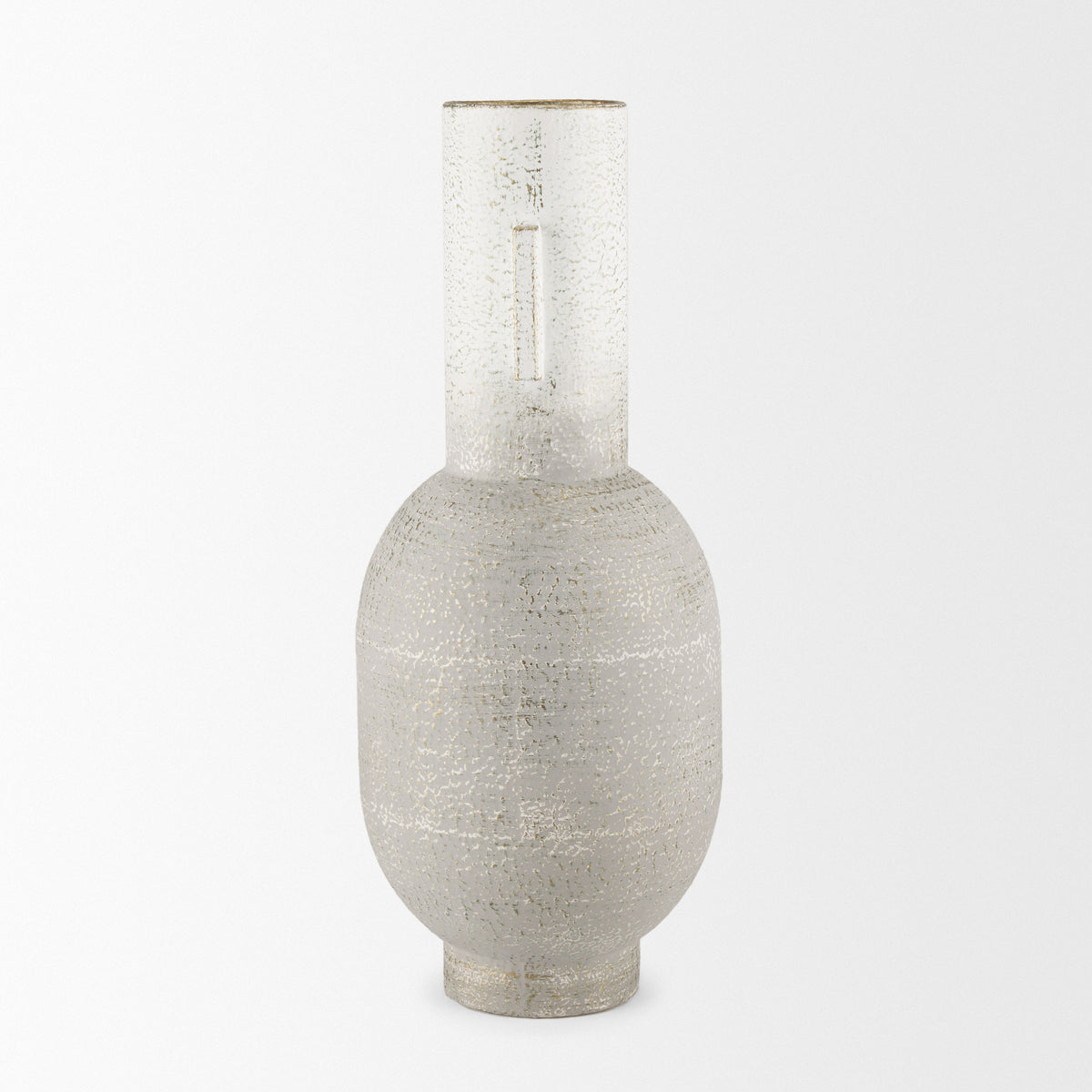 Torres Off-White/Gold Tall Textured Metal Vase - Ornate Home
