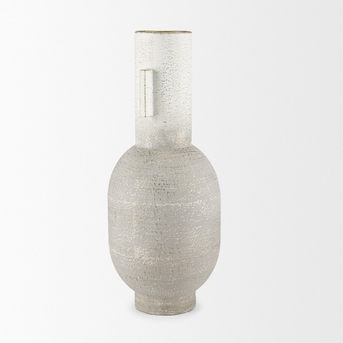 Torres Off-White/Gold Tall Textured Metal Vase - Ornate Home