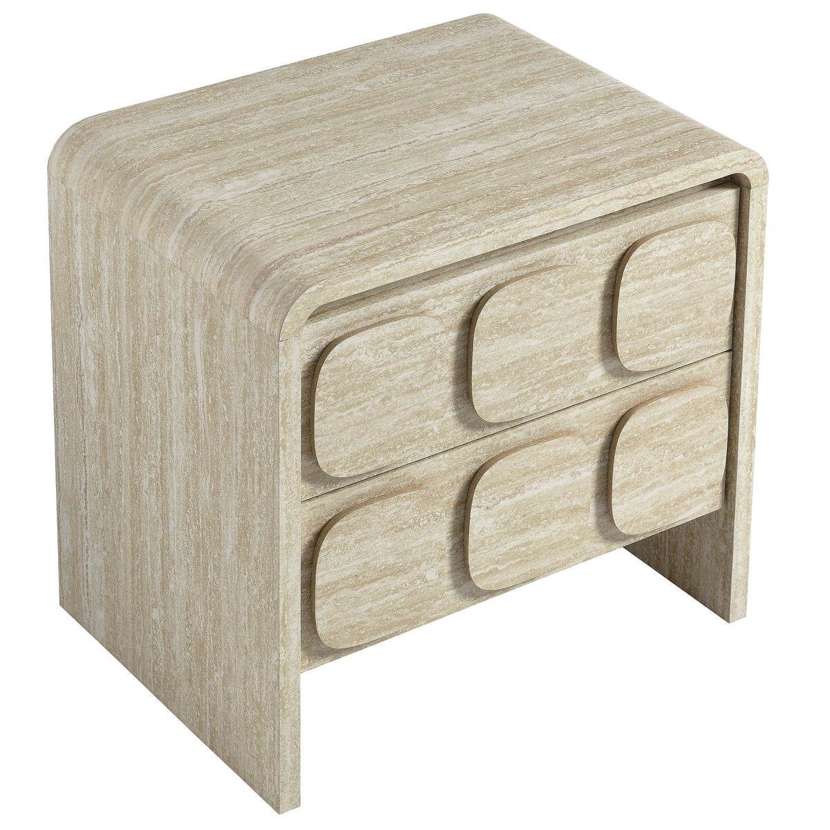 Toscana Travertine 2-Drawer Nightstand - Ornate Home