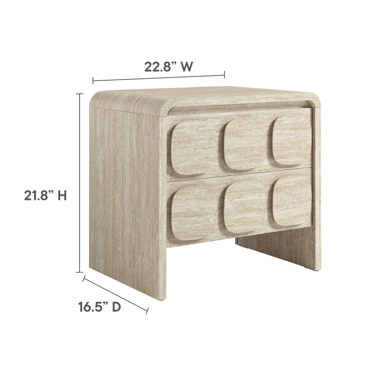 Toscana Travertine 2-Drawer Nightstand - Ornate Home
