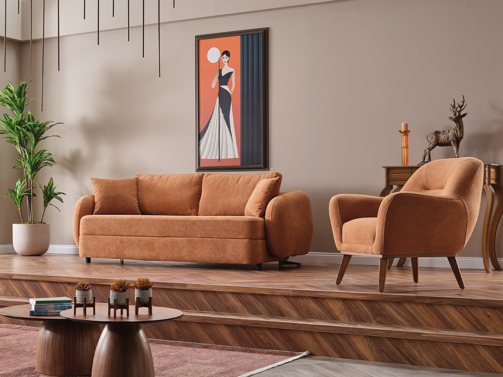 Toscana Orange Stationary 3 Seater Sofa