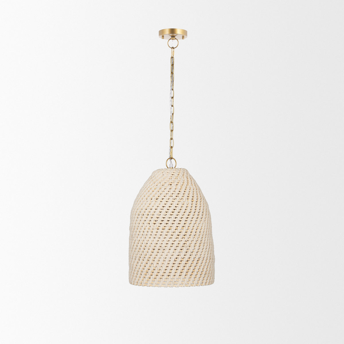 Tosha Taupe 1-Light Cotton Rope Bell Pendant - Ornate Home