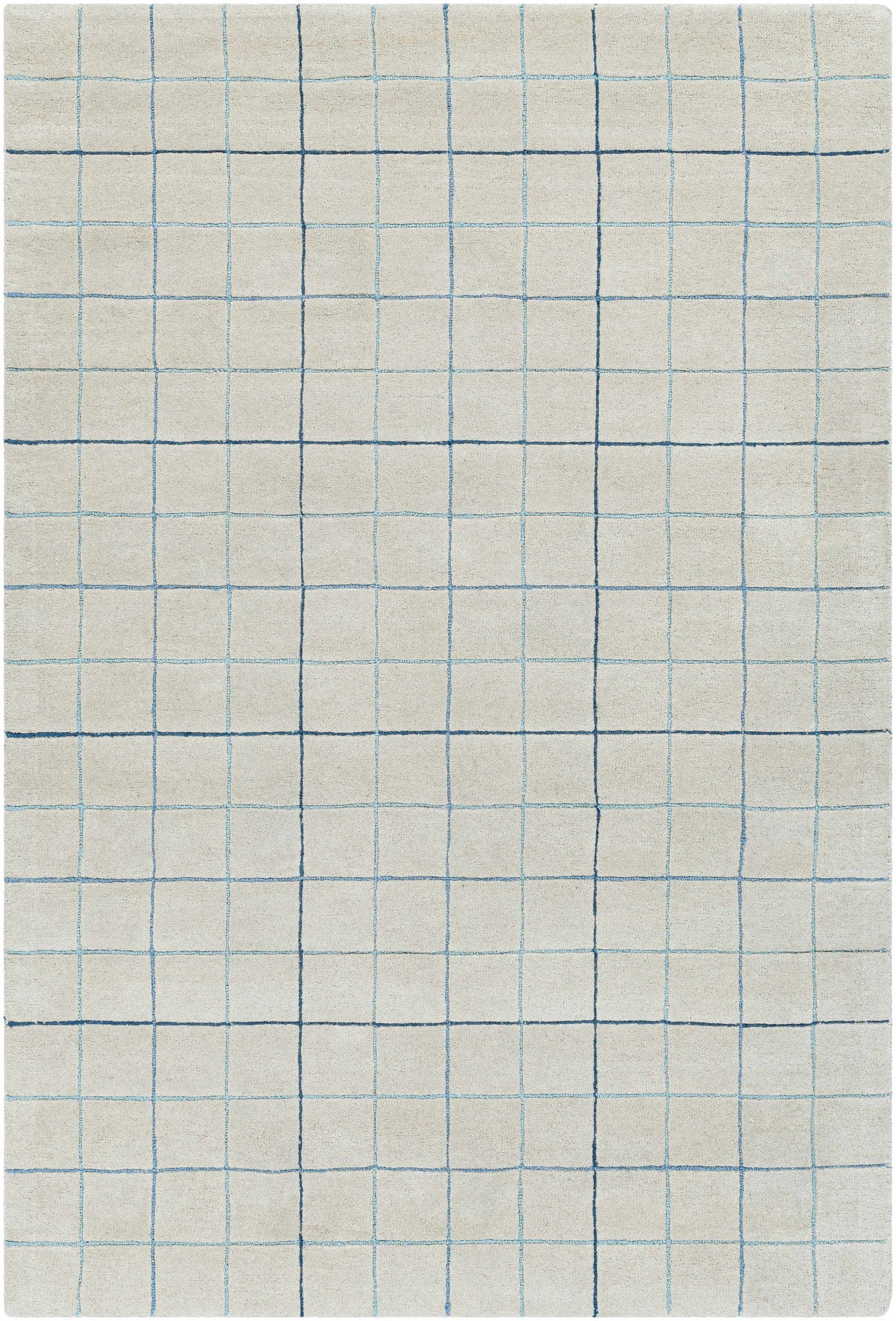Toshi Beige Grid Wool Rug - Ornate Home