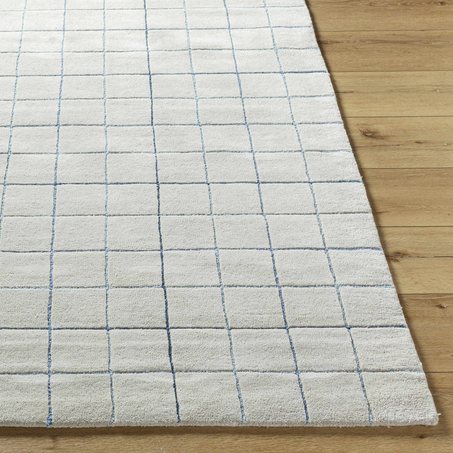 Toshi Beige Grid Wool Rug - Ornate Home