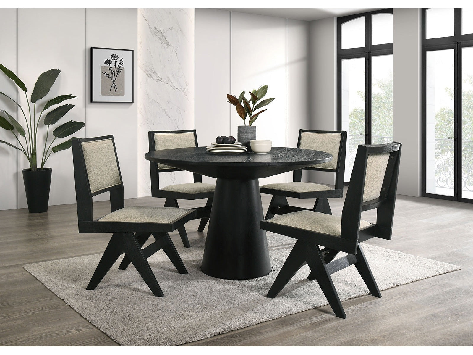 Tottenham Black 48" Round Dining Table - Ornate Home