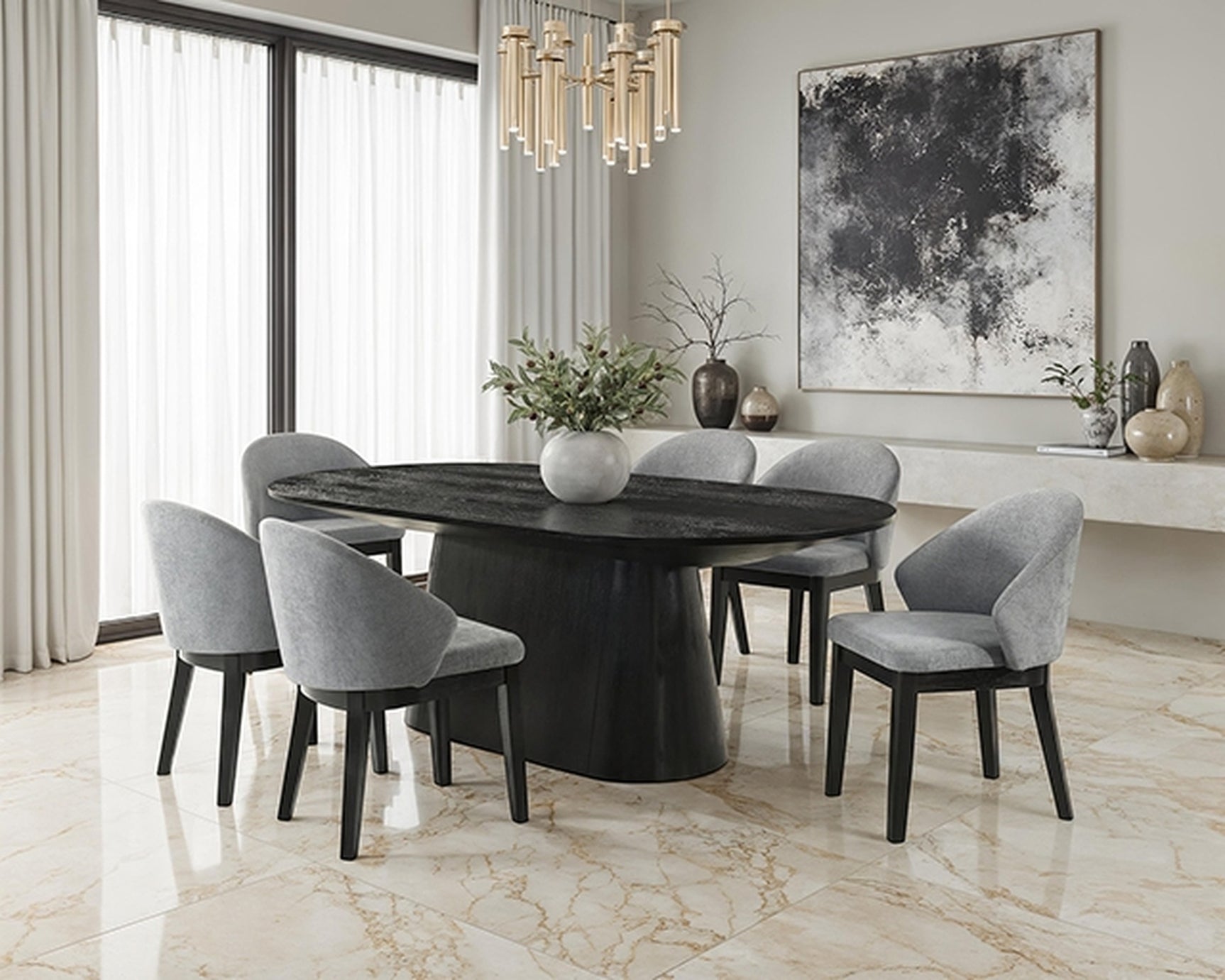 Tottenham Black 5 Pc. Dining Table Set - Ornate Home