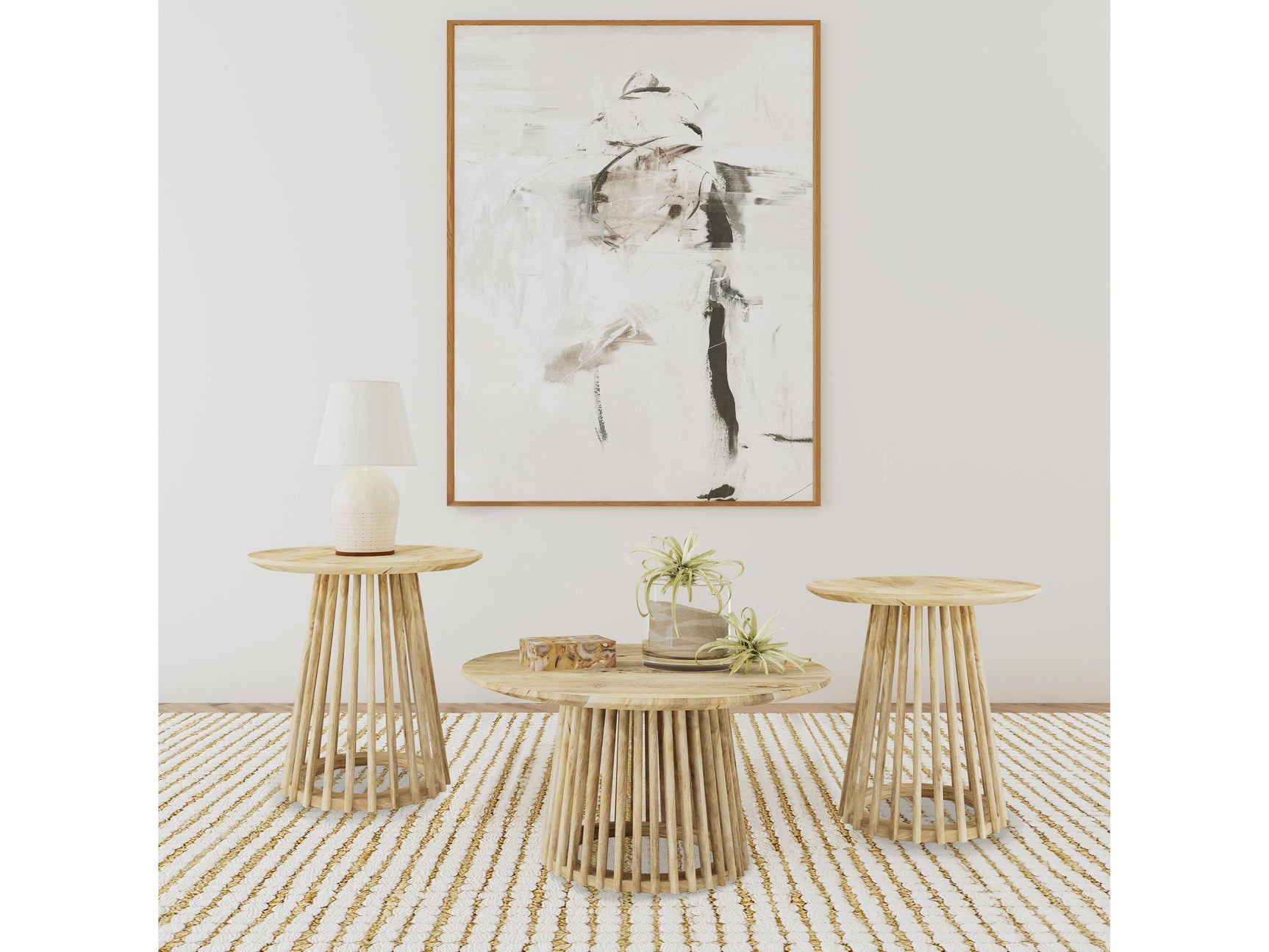 Touhy Natural Mango 3-piece Round Coffee and End Table Set - Ornate Home