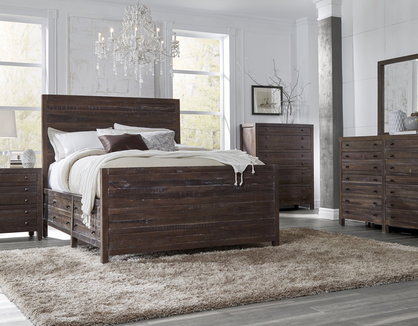 Townsend Five Drawer Solid Wood Chest in Java - Ornate Home