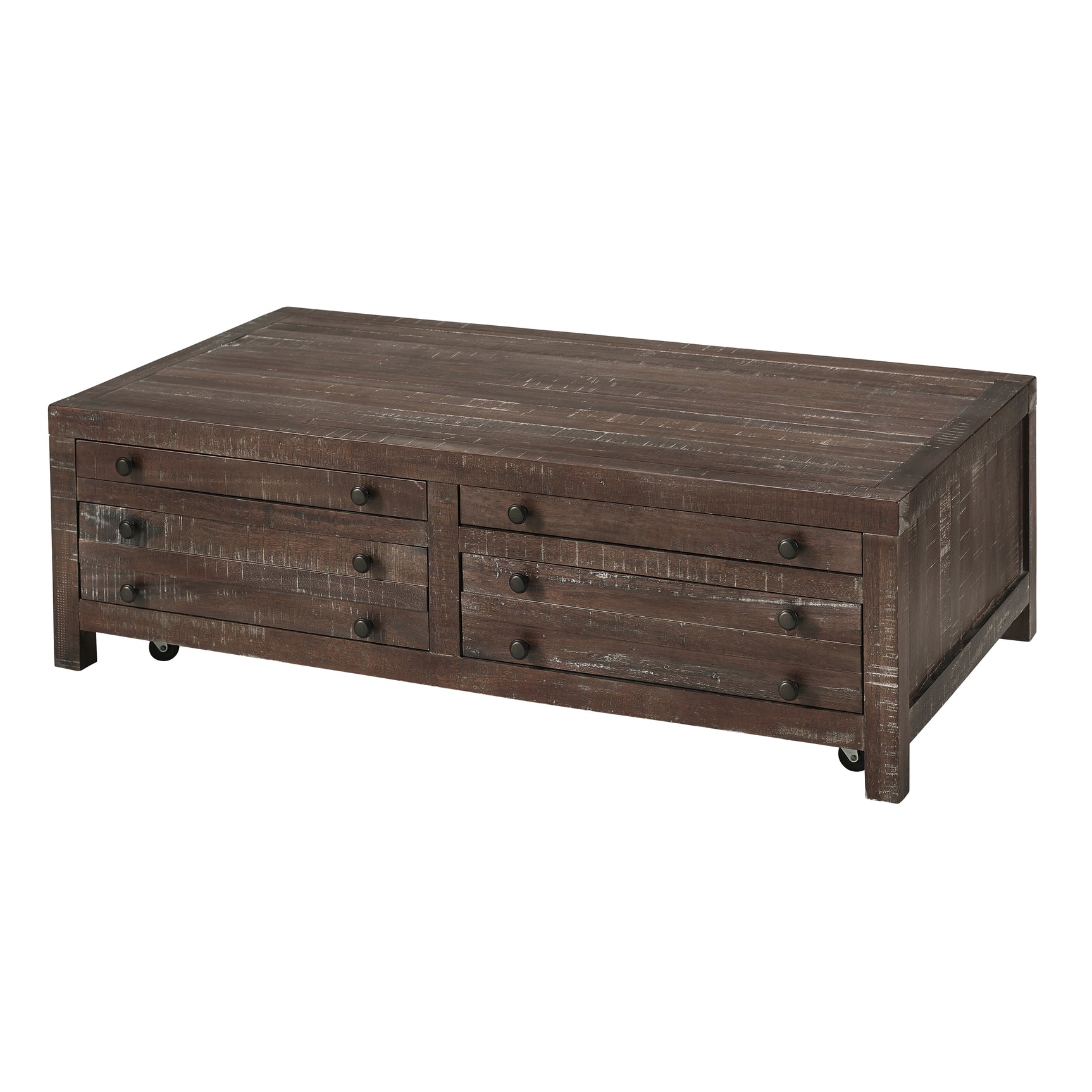 Townsend Solid Wood Castered Coffee Table in Java - Ornate Home