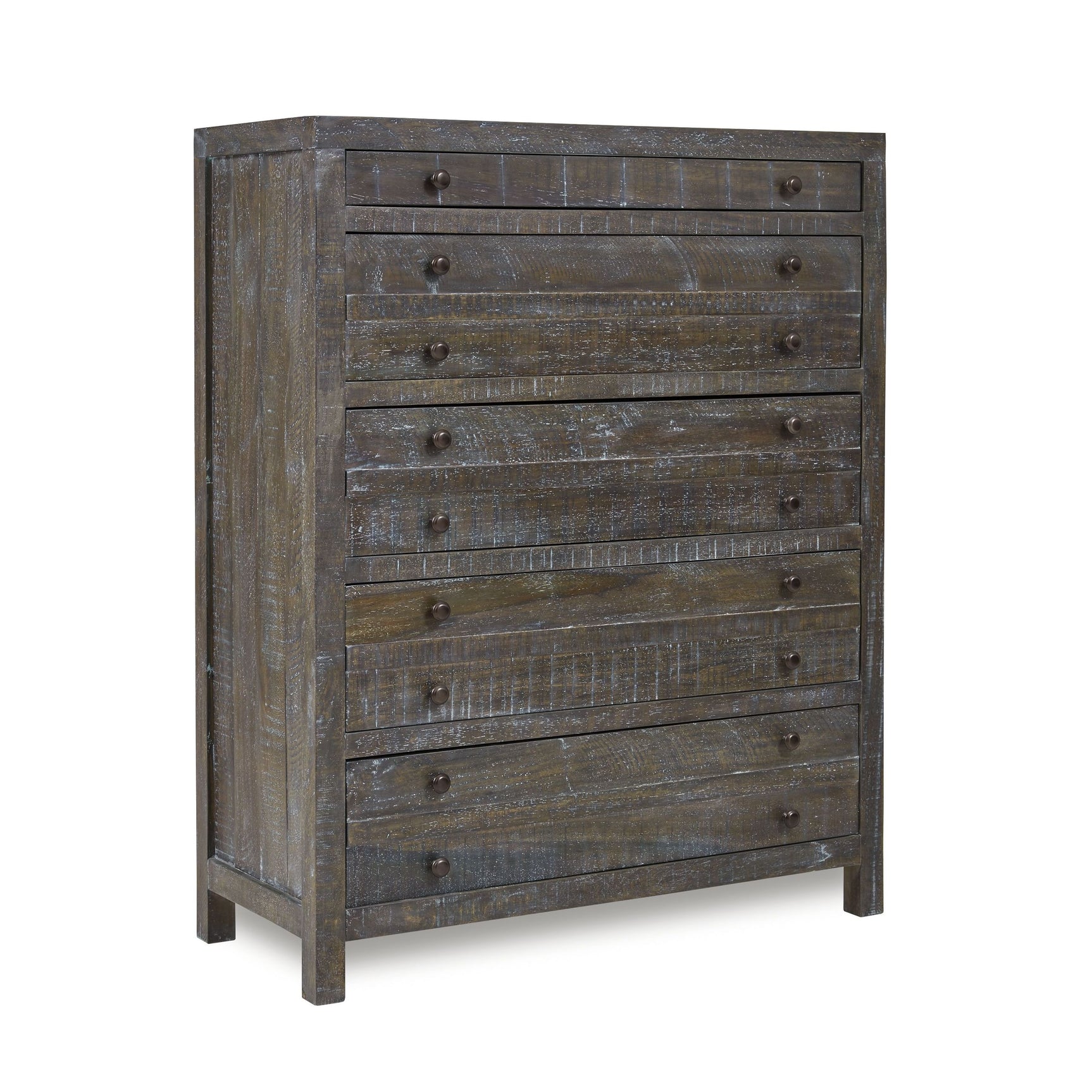Townsend Solid Wood Five Drawer Chest in Gunmetal - Ornate Home