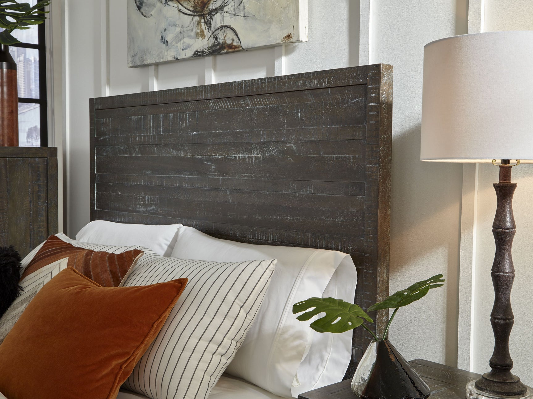 Townsend Solid Wood Queen Low-Profile Bed in Gunmetal - Ornate Home