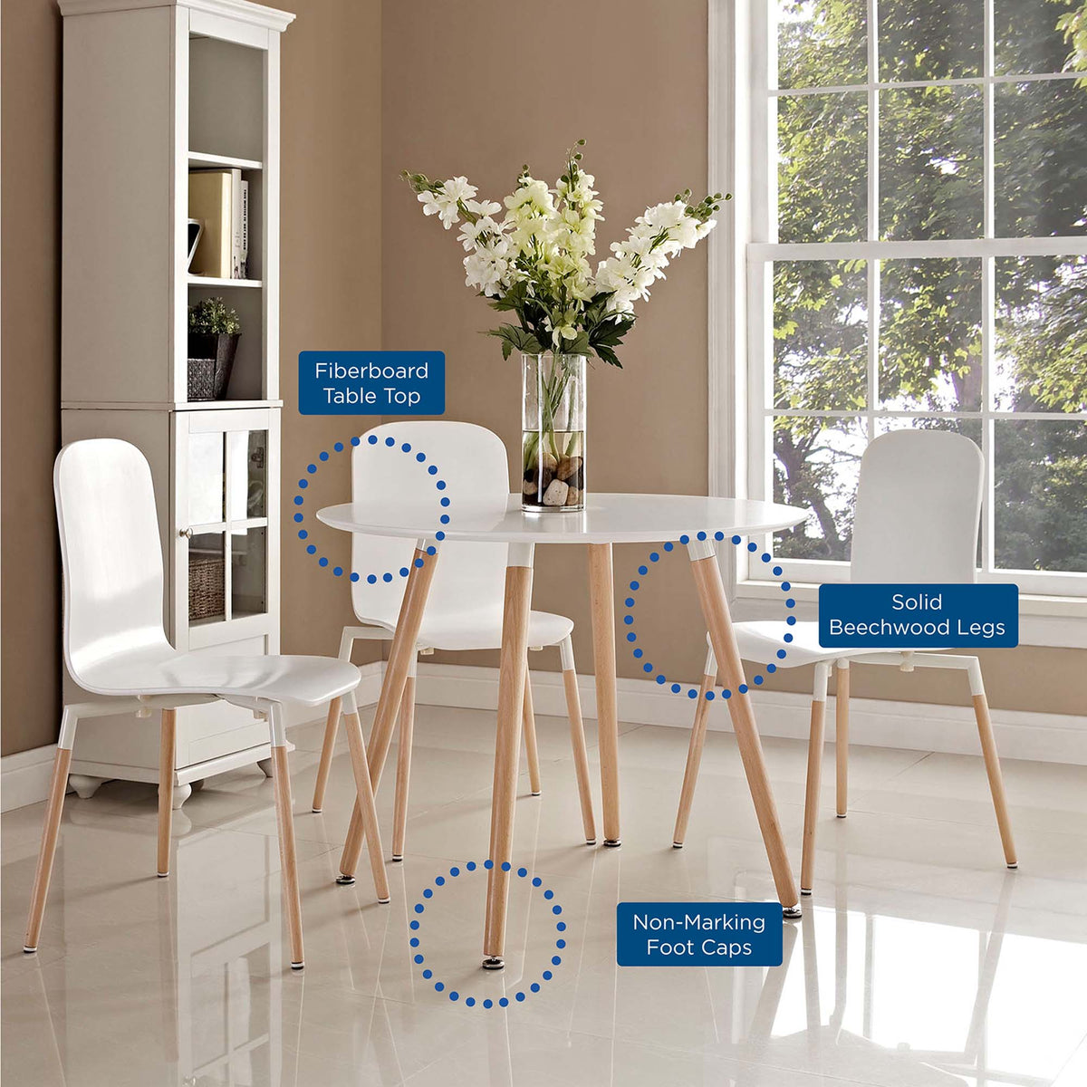 Track White Round Dining Table - Ornate Home