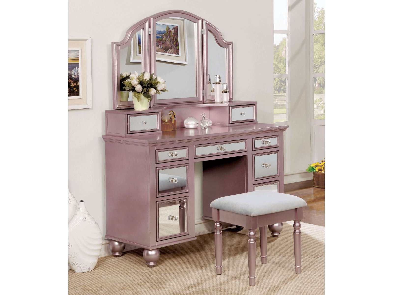 Tracy Rose Gold Vanity Set - Ornate Home