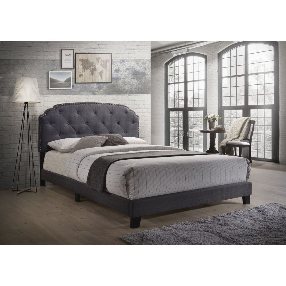 Tradilla Gray Fabric Queen Bed - Ornate Home