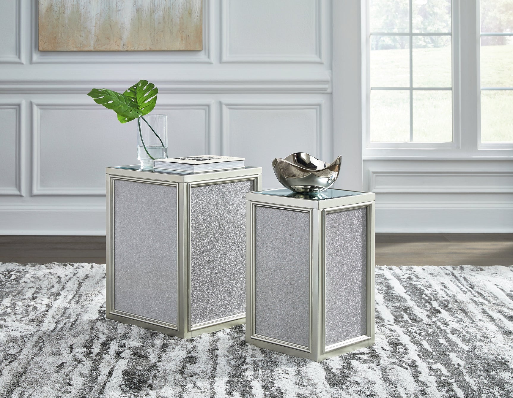 Traleena Silver Finish Nesting End Table (Set of 2) - Ornate Home