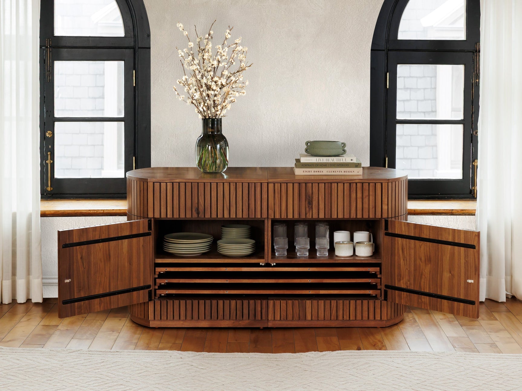 Transformer Round Sideboard - Panel Storage