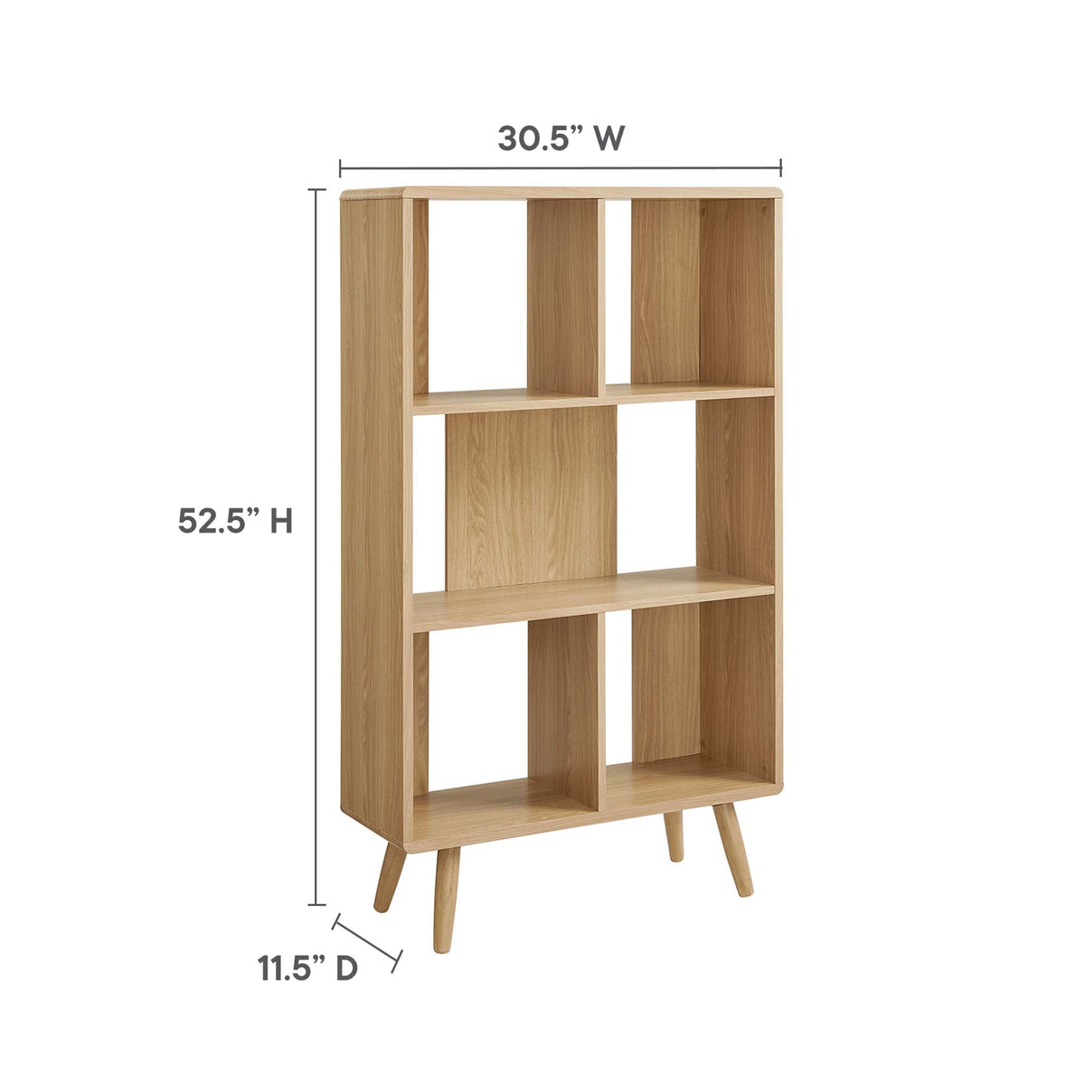 Transmit Oak 5 Shelf Wood Grain Bookcase - Ornate Home