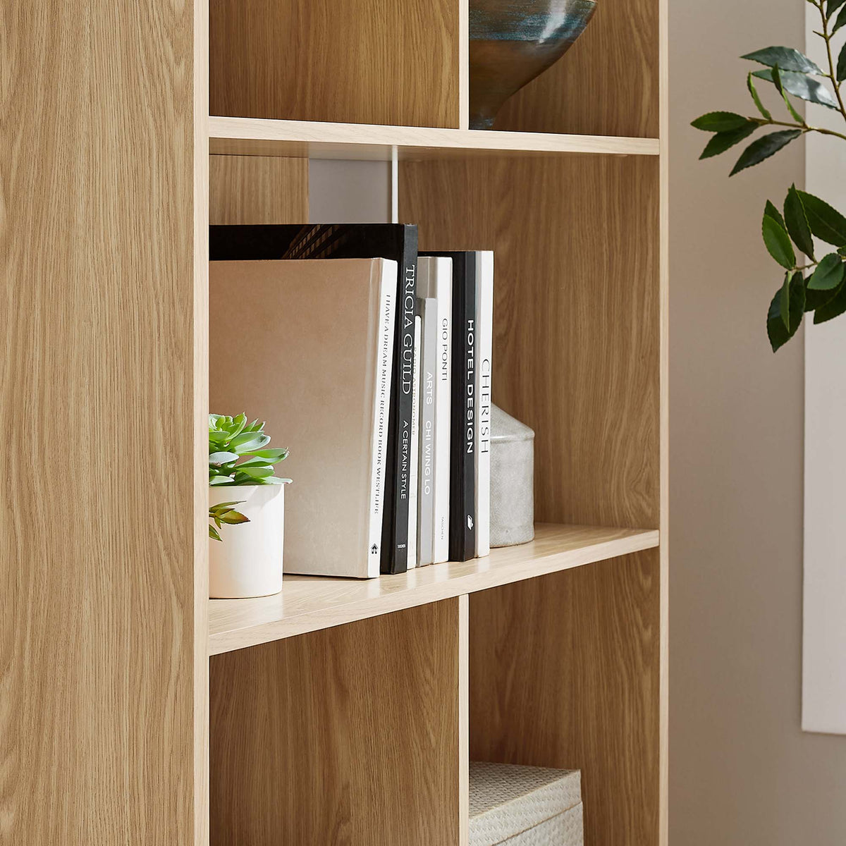 Transmit Oak 5 Shelf Wood Grain Bookcase - Ornate Home