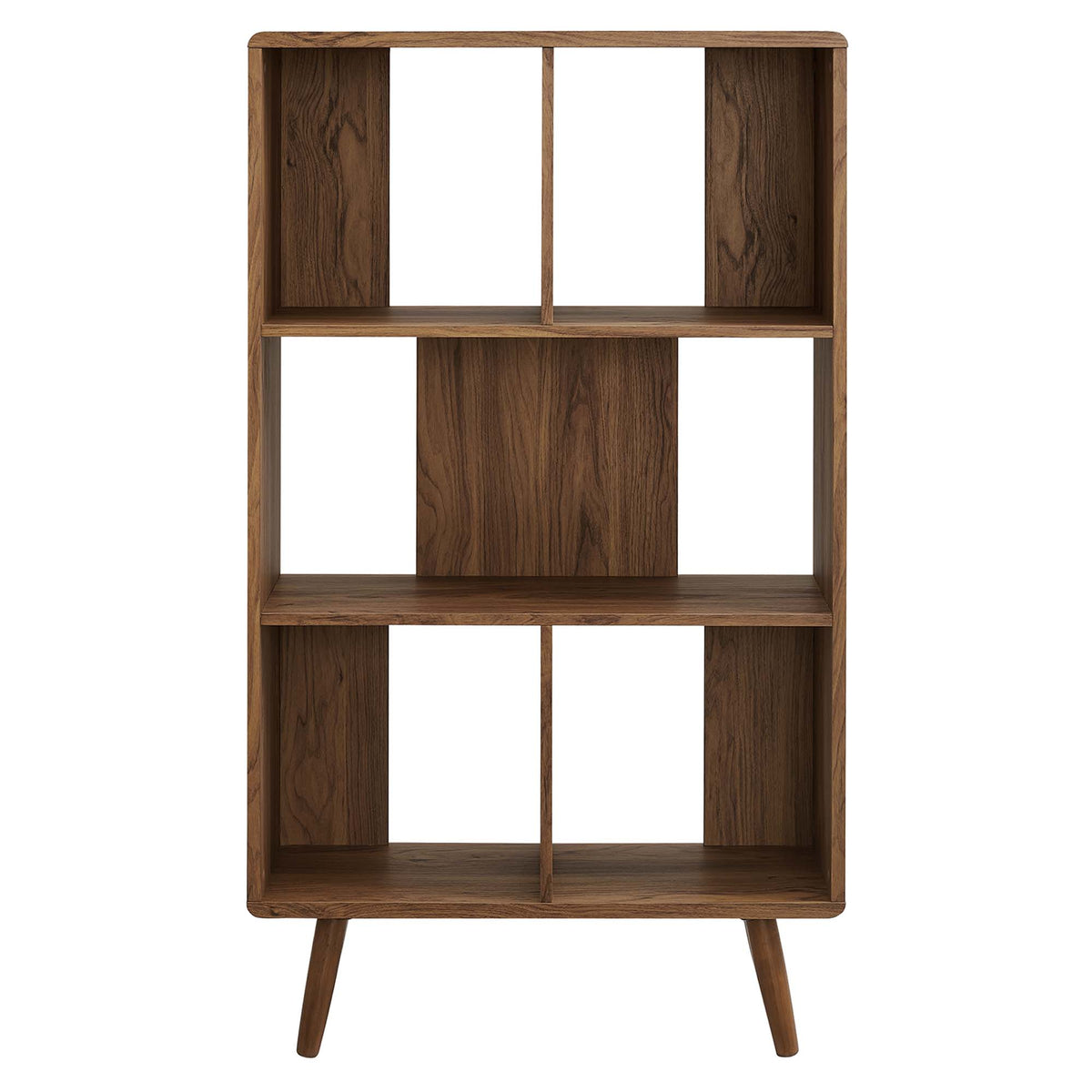 Transmit Walnut 5 Shelf Wood Grain Bookcase - Ornate Home